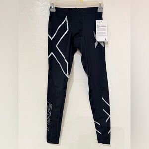 2XU Black Silver Men’s Reflective Cycling Training Compression Pants Size XS
